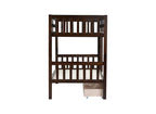 Twin Over Twin Rubber Wood Bunk Bed with 2 Drawers, Convertible into 2 Twin Beds, Twin Size Bunk Bed with Ladder and Safety Guardrails