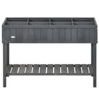Elevated Planter Box Stand Wooden with 8 Slots and Shelf Dark Grey for Herbs Veggies Flowers