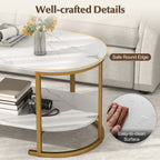 Marble Coffee Table with Open Storage Shelf