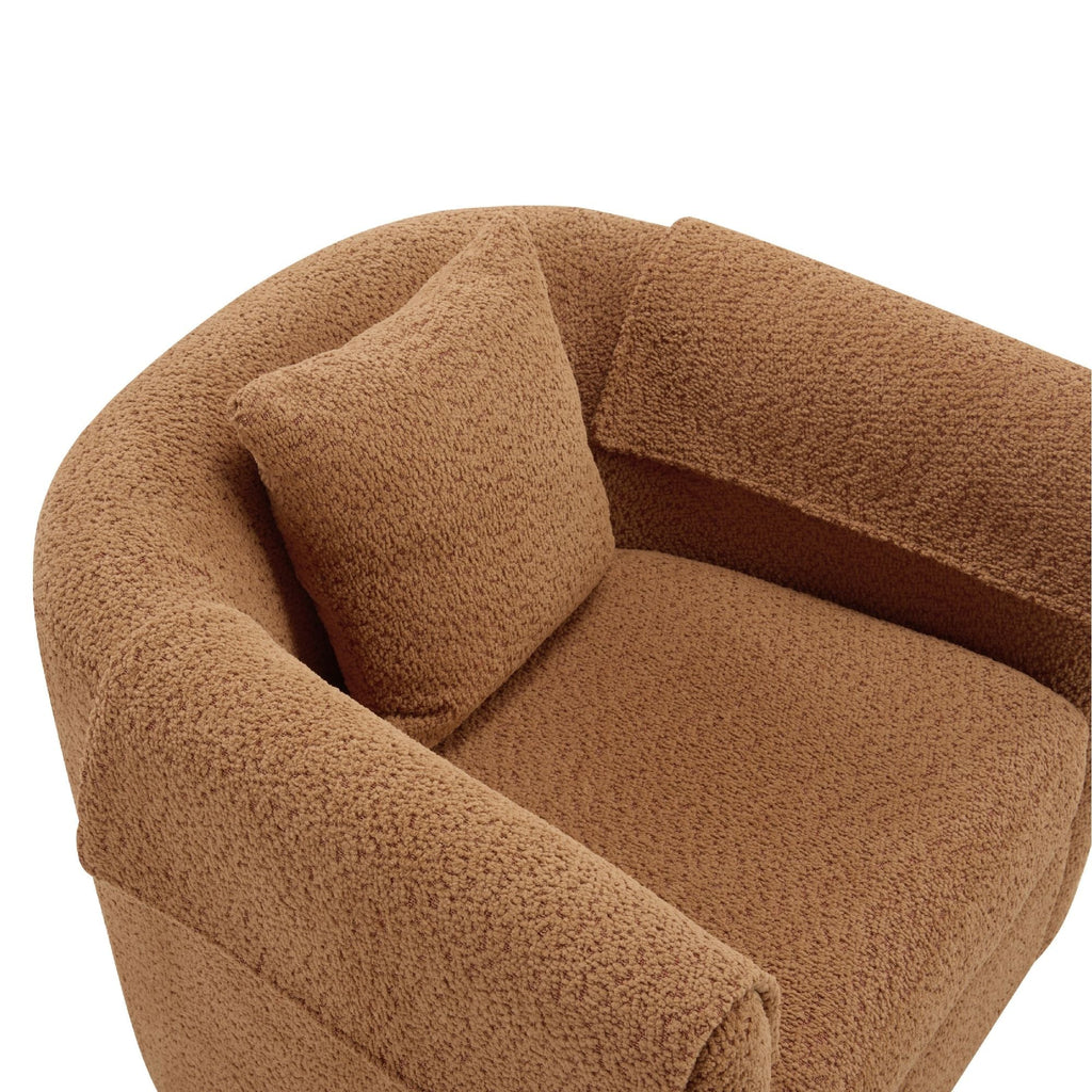Swivel Accent Chair with Ottoman Set, Modern Chenille Barrel Armchair with Removable Back Pillow & 2 Armrest Covers for Living Room, Bedroom, Office, Yellow