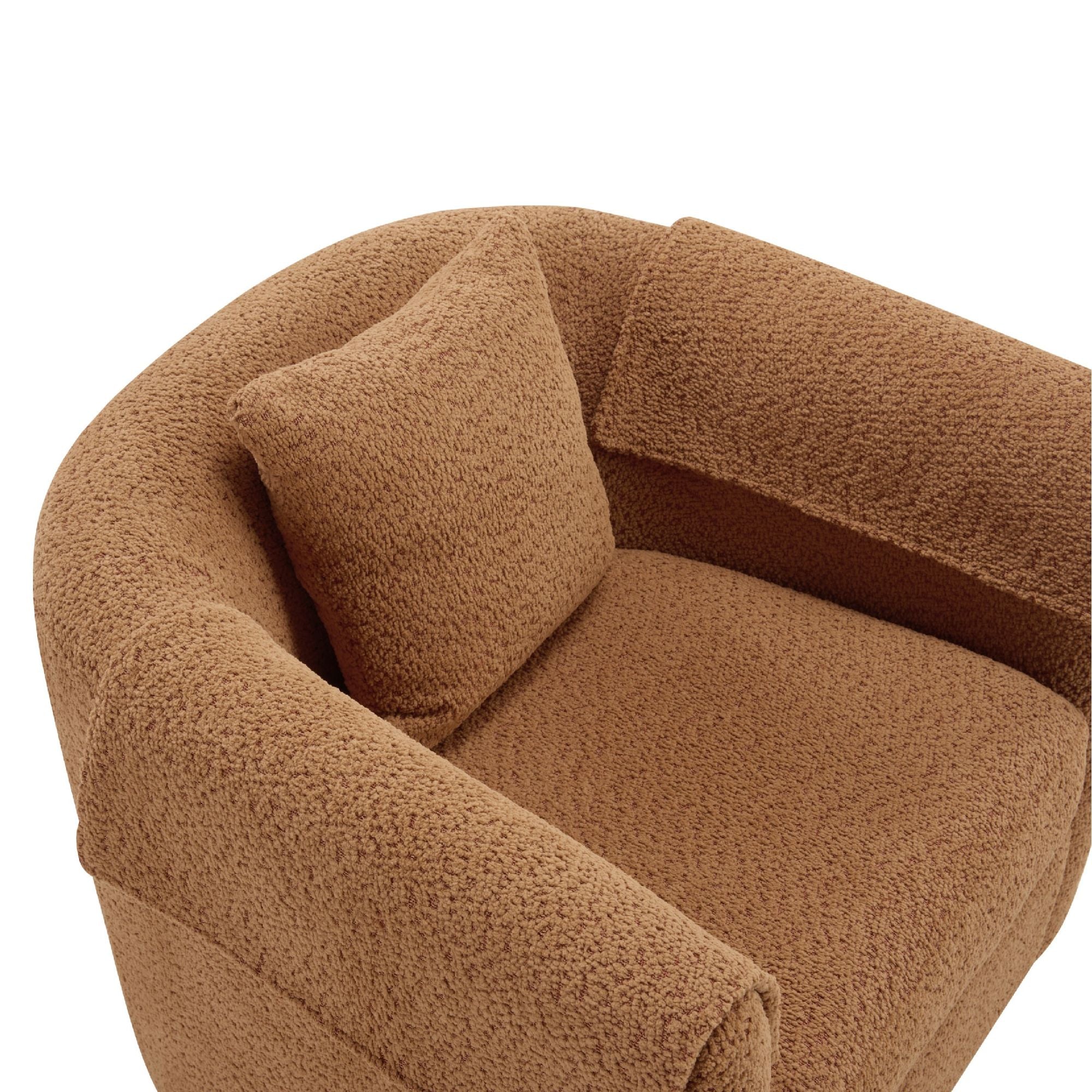 Swivel Accent Chair with Ottoman Set, Modern Chenille Barrel Armchair with Removable Back Pillow & 2 Armrest Covers for Living Room, Bedroom, Office, Yellow