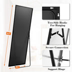 Floor Standing Mirror, Wall Mirror with Stand Aluminum Alloy Thin Frame,21''*64'',Black-rect
