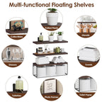 Rustic 2-in-1 Floating Shelves & Storage Basket - Durable Paulownia Wood, 66Lbs Capacity, Corrosion-Resistant Wall Decor