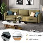 Convertible Sofa Couch with Magazine Pockets 3-Seat with 2 USB Port