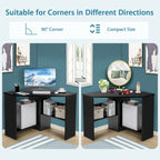 Corner Computer Desk Triangle Writing Workstation with Storage Shelf