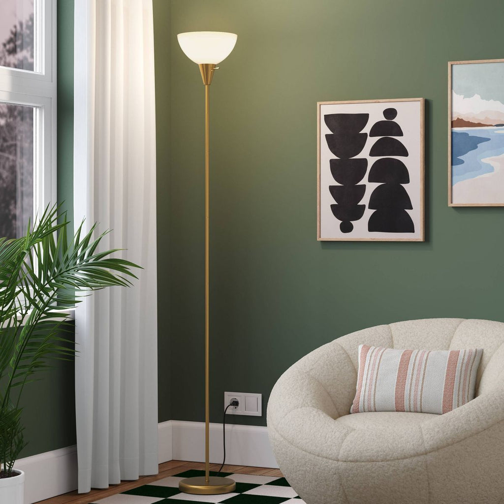 Torchiere Floor Lamp Black Minimalist Standing Light with 3-Way Switch Light Bulbs Not Included