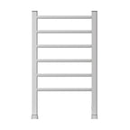 Electric Heated Towel Rack for Bathroom, Silver Color Wall Mounted OR Freestanding Towel Warmer, 6 Stainless Steel Bars Drying Rack
