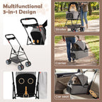 3 in 1 Pet Stroller with Removable Carrier up to 33 lbs