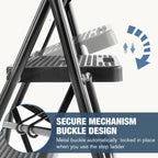 Household portable 3-layer step ladder, with safety buckle stable and safe
