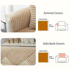 Luxurious Rabbit Fur Sofa Slipcover | Non-Slip Light Grey for Pet/Kid Protection