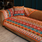 Bohemian Fall Colors Linen Sofa Cover Pet-Friendly Washable