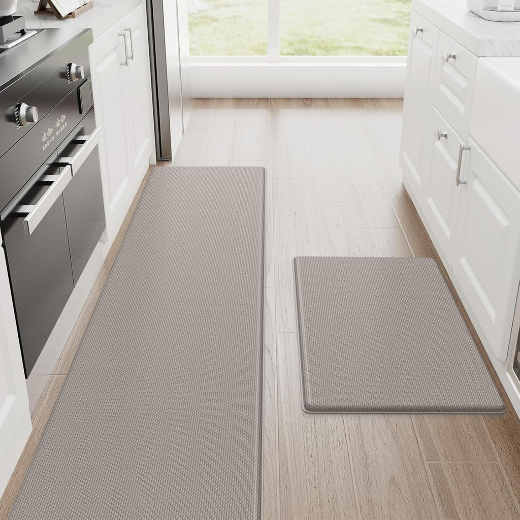 Kitchen Mats, 2PCS Kitchen Rugs, Cushioned anti Fatigue Kitchen Mats for Floor, Non-Slip Standing Desk Mat, Waterproof Kitchen Rug Set for Kitchen,20" X 32"+20" X 94.5"-Full 1Inch Thick,Black