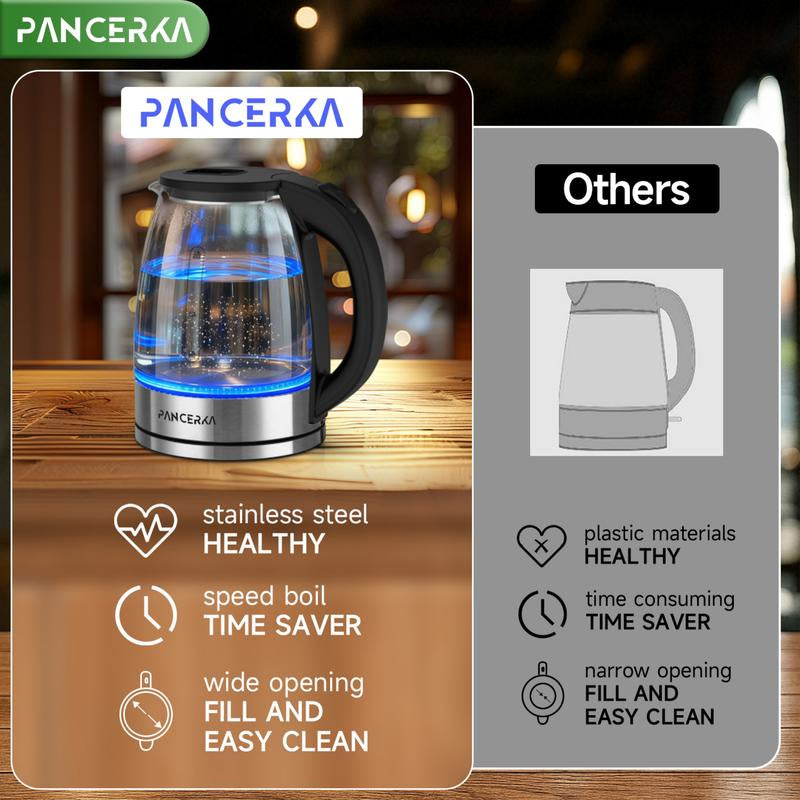 PANCERKA Electric Kettle 1.8L, 1500W Fast Boiling with LED Indicator, Auto Shut-Off, BPA-Free