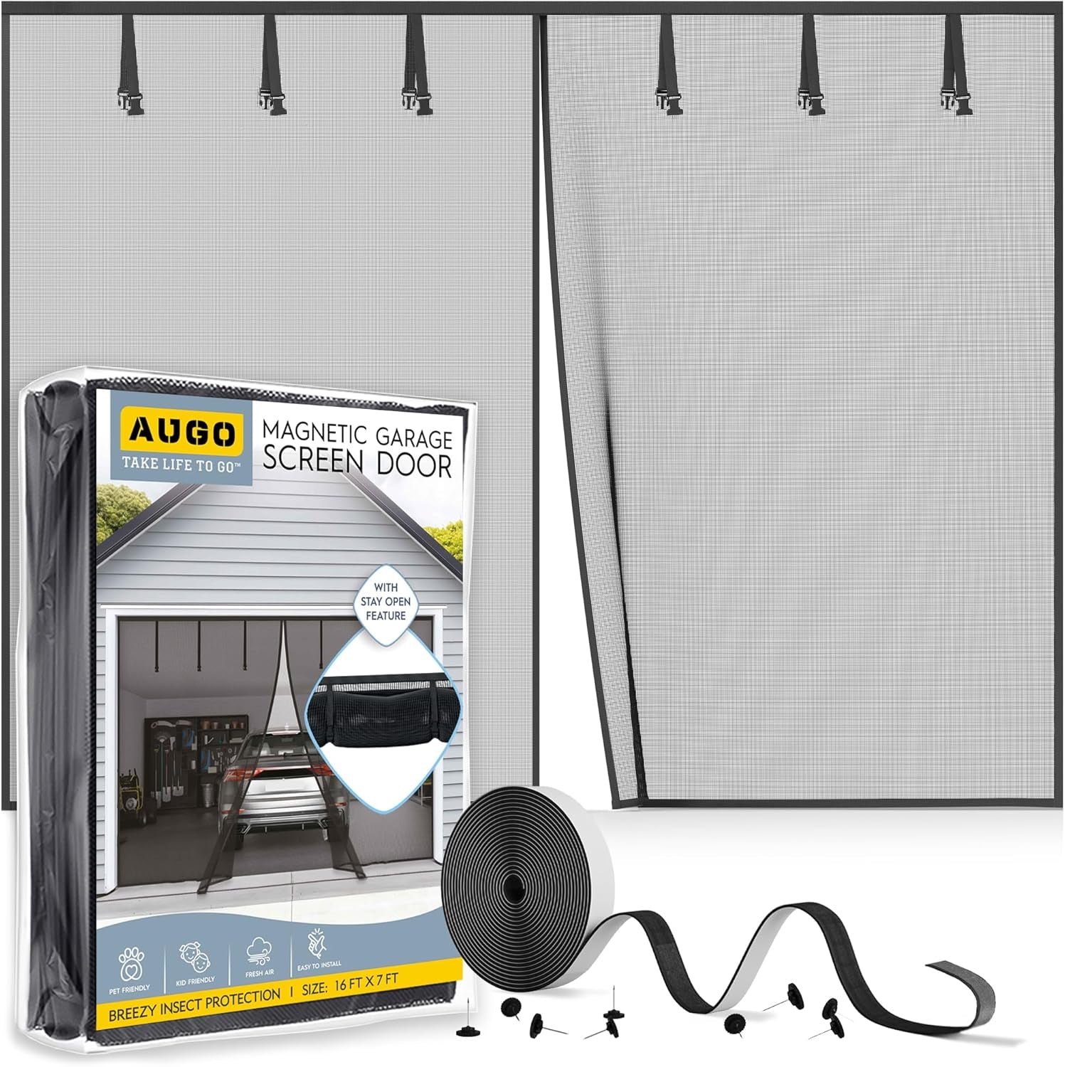 AUGO Heavy Duty Magnetic Screen Door - Self-Sealing for Ultimate Bug Protection