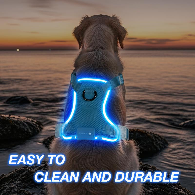 Illuminate Your Dog's Adventures: Rechargeable LED Harness for All Sizes - Breathable, Adjustable, Waterproof & Easy to Use! Perfect for Walking & Training!