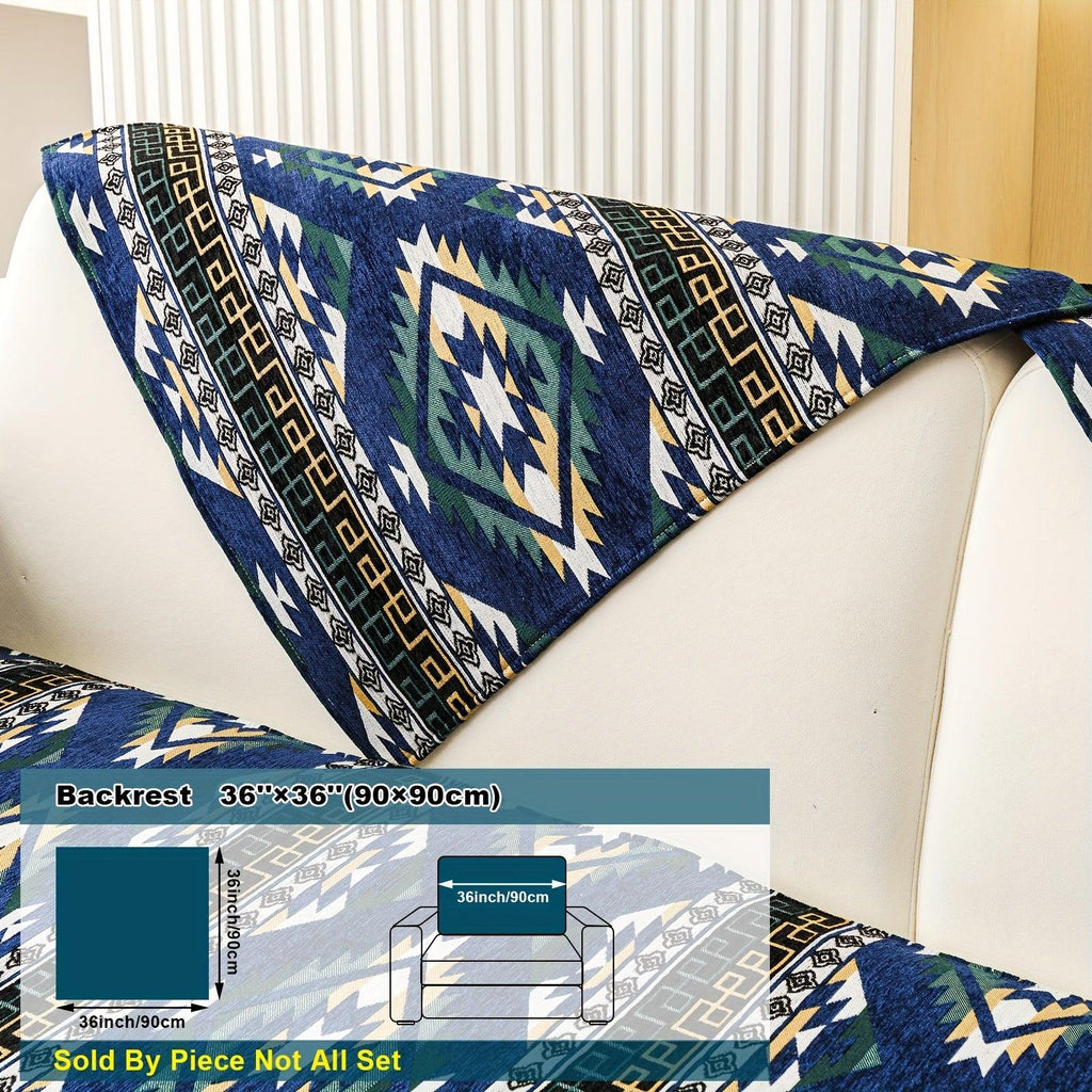 Boho Winter Couch Cover - Chic Snow Chenille Pet Protector