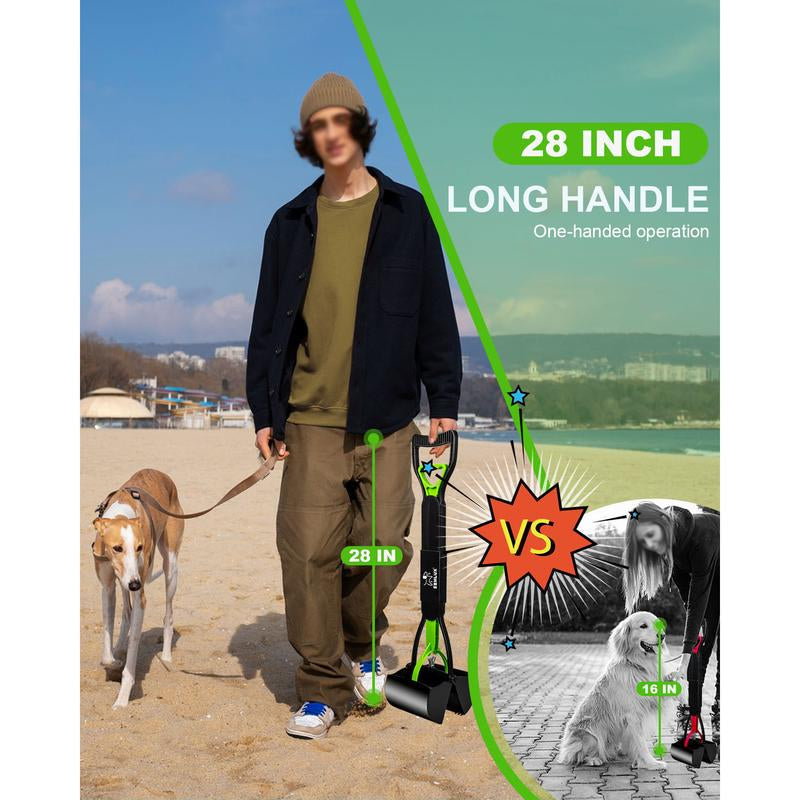 28" Heavy-Duty Foldable Dog Pooper Scooper - Unbreakable, Easy-to-Use for Grass, Gravel & Outdoor Cleanup