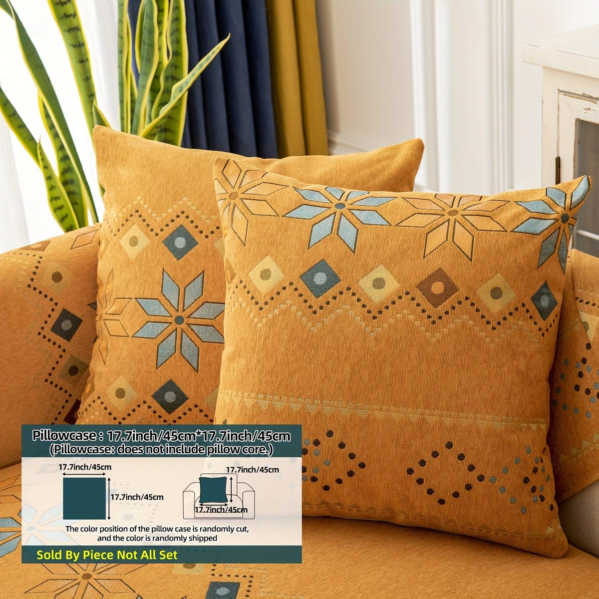 Geometric Bohemian Chenille Slipcovers Pet/Kid Friendly Washable