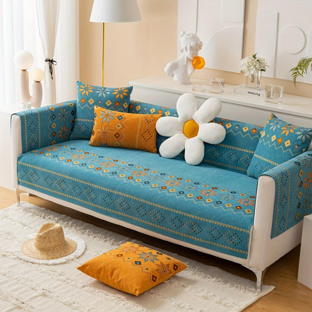 Geometric Bohemian Chenille Slipcovers Pet/Kid Friendly Washable