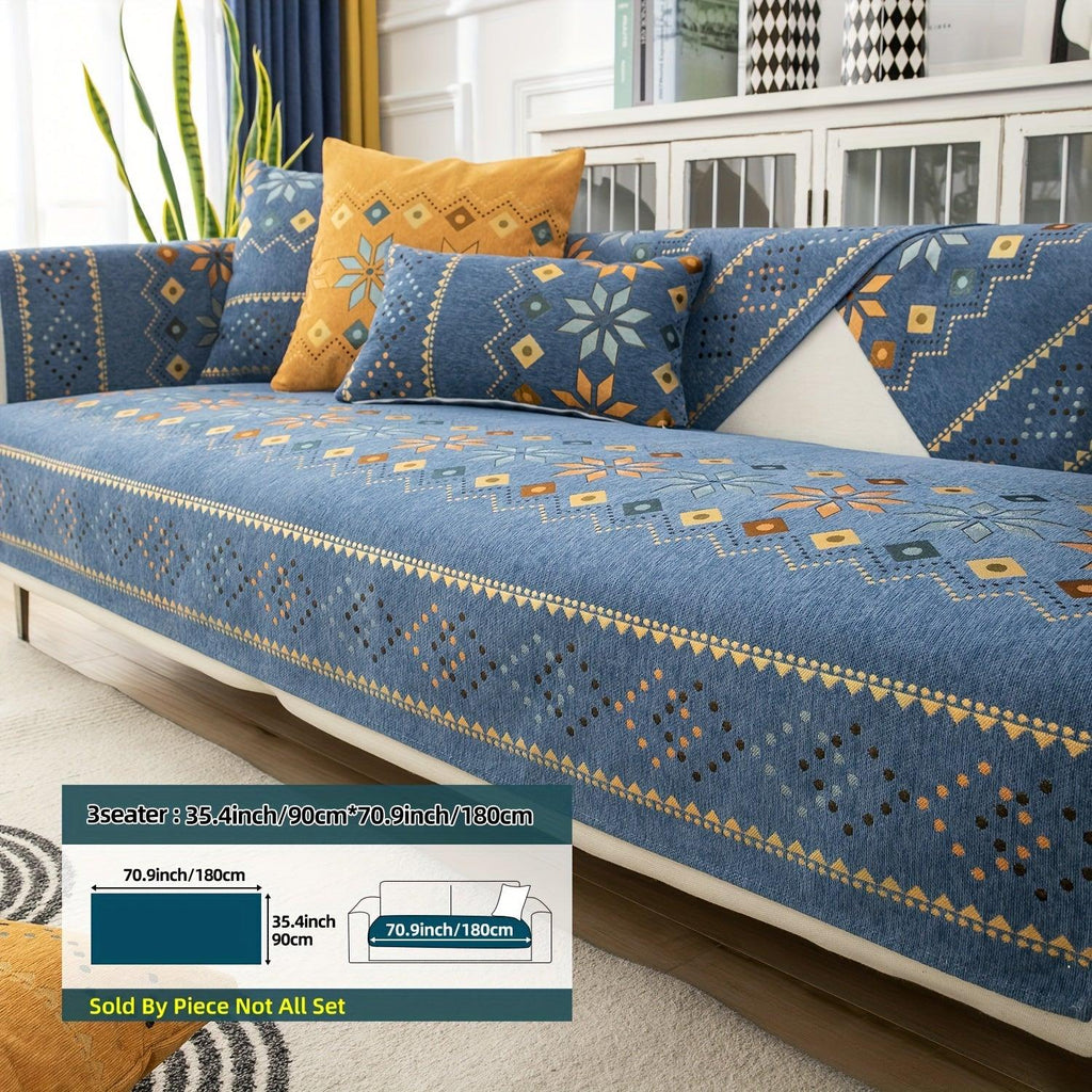 Geometric Bohemian Chenille Slipcovers Pet/Kid Friendly Washable
