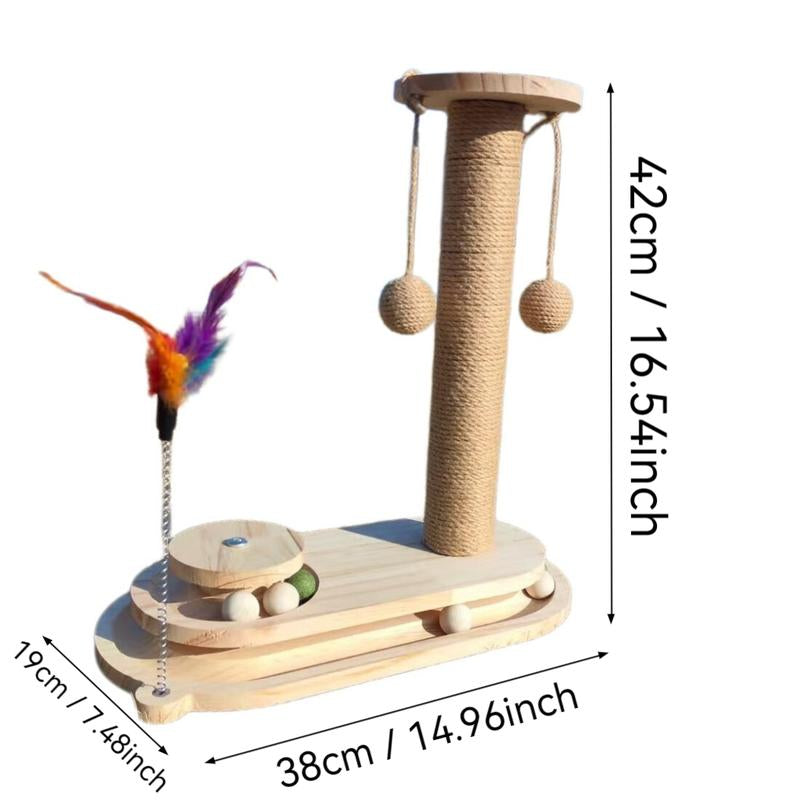 Interactive Cat Toy Set, Durable Vertical Scratcher, Scratching Post & Rolling Ball Design, Perfect for Playful Cats, Enhances Mental Stimulation