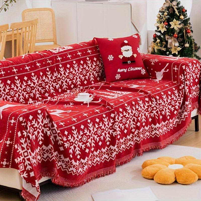 Festive Red Christmas Sofa Cover
