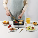 Non-Stick 4-Hole Star Egg Pan Cookware, Granite-Style Pancake Skillet with Wooden Handle, Small Frying Pan for Eggs, Omelets, Toast, Pancakes, Crepes, Sandwiches, Breakfast, Easy Clean, Kitchen Gadget, Multifunctional, Birthday Gift