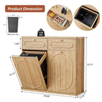 Giratree Tilt Out, Wood Kitchen Garbage Bin with Drawer, Fluted 10 Gallon Laundry Hamper