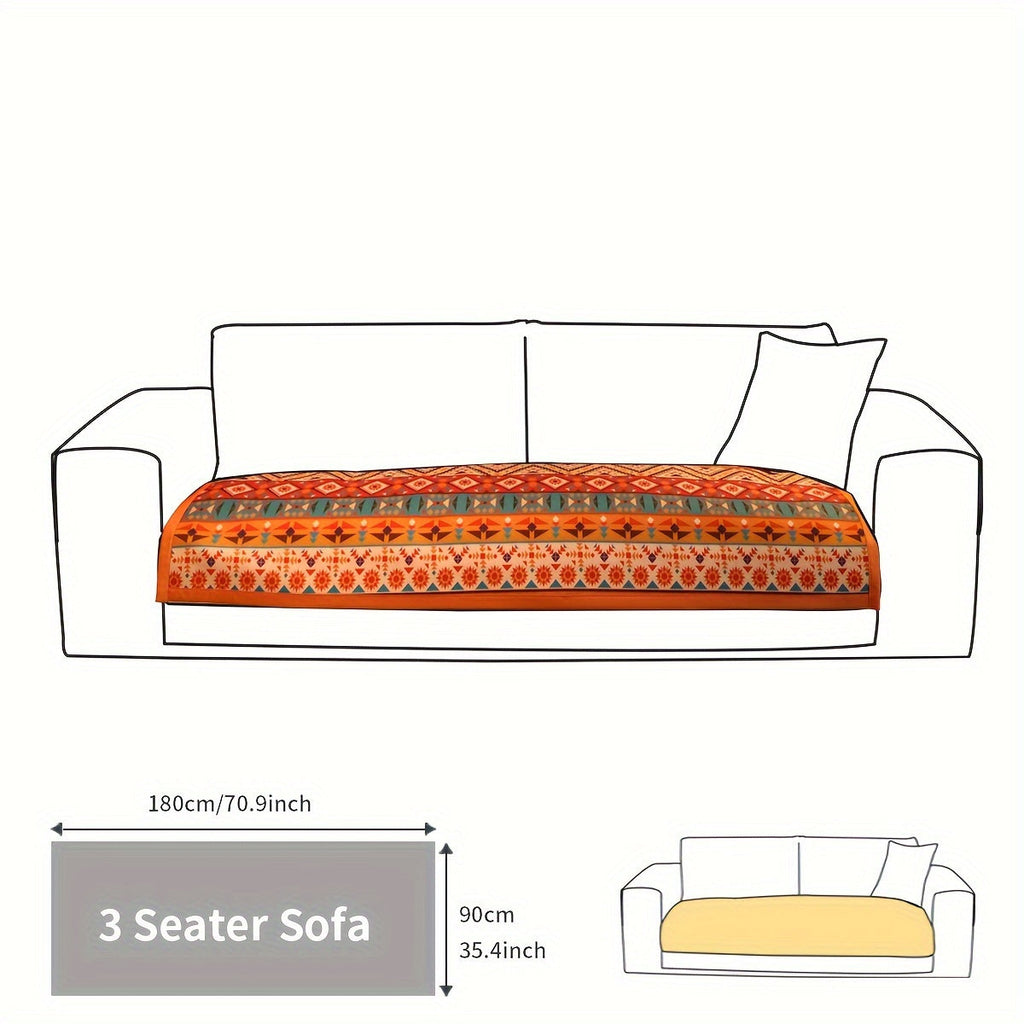 Bohemian Fall Colors Linen Sofa Cover Pet-Friendly Washable