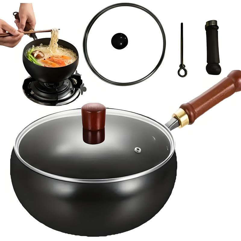 Thick Japanese Iron Pan, Uncoated Cast Iron, Hand-Forged Non-Stick Pan High-Purity