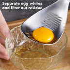 Heavy Duty Food Grade Stainless Steel: Multifunction Potato Masher w Slotted Spoon, Egg Separator, Grinder Kitchen Gadget, Easy Clean & Dishwasher Safe.