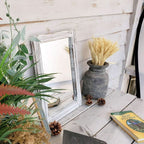 Wall Mirror Wood Framed Rustic Rectangle Small Decorative