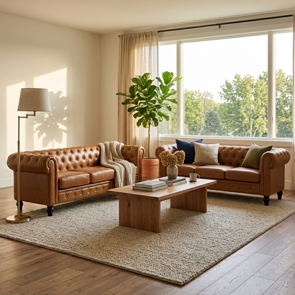 2PC Elegant PU Leather Sofa Set