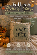 Wild and Free Floral Accent Pillow - Rustic Bohemian Home Decor