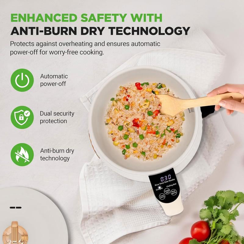 1.6 Liter Portable Rice Cooker & Bento Box Non-Stick Ceramic Coating 6 Cooking Functions: Rice, Soup, Stew, Congee & more