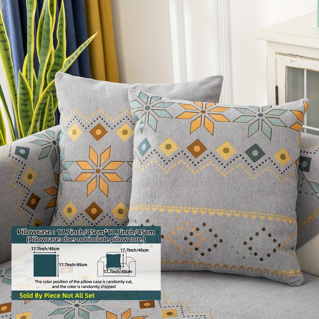 Geometric Bohemian Chenille Slipcovers Pet/Kid Friendly Washable