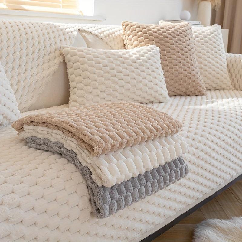 Plush Nordic Sofa Slipcover Pet/Kid Friendly Washable