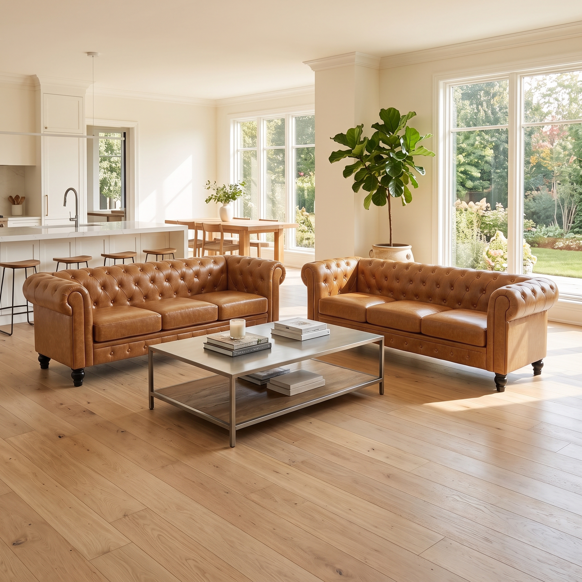2PC Elegant PU Leather Sofa Set