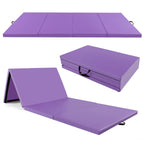 4-Panel PU Leather Folding Exercise Mat with Carrying Handles
