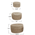 Hand-Woven Storage Baskets with Lids, Set of 3