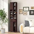 Freestanding Tall Slim Bathroom Cabinet with Drawer and Adjustable Shelves 71 Inches