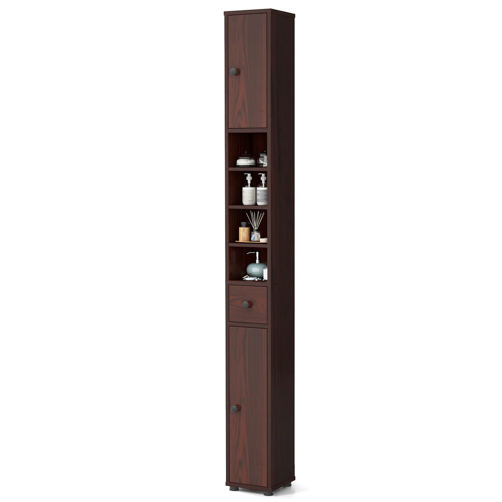 Freestanding Tall Slim Bathroom Cabinet with Drawer and Adjustable Shelves 71 Inches