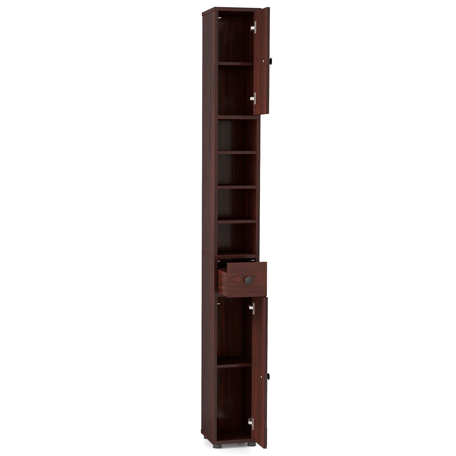 Freestanding Tall Slim Bathroom Cabinet with Drawer and Adjustable Shelves 71 Inches