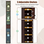 Freestanding Tall Slim Bathroom Cabinet with Drawer and Adjustable Shelves 71 Inches