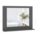Wood Frame Rectangle Bathroom Mirror with Shelf 23.5 x 17.5 Inch