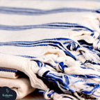 Dark Blue Striped Handwoven Turkish Towel, Wrap, Throw
