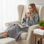 Waffle Piping Bathrobe – Lightweight Spa Comfort