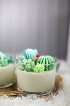 Succulent Cacti Candle with Glass Terrarium Garden Gift, Cactus Blossom Scent