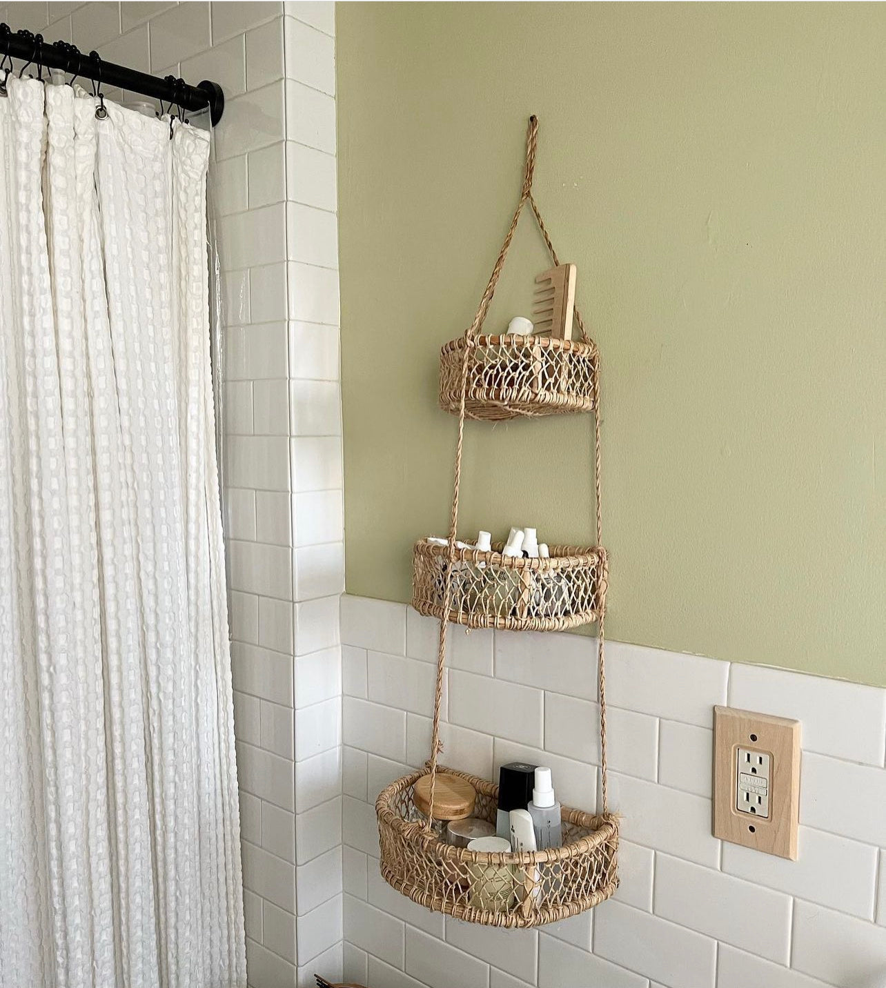 3-Tiered Natural Basket for Kitchen, Entry, Pantry, Bathroom