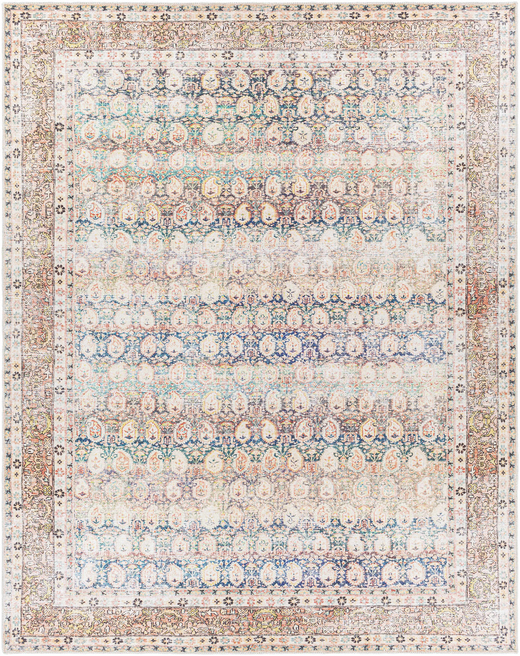 Rust Maligaya Distressed Washable Area Rug